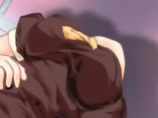 Blu flokë anime cutie qirje putz merr një maskë