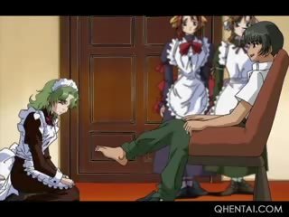 Hentai vzrušený mladistvý sexually abusing jeho sladký maids