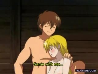 Magicl hentai anime dude spanks a blonde damsel deep