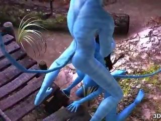 Avatar deity anal inpulit de uriaș albastru phallus