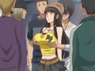 Big Titted Hentai adult video Slave Gets Nipples Pinched In Public