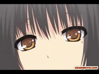 Jaapani anime tüdruk saab squeezing tema tissid ja sõrm