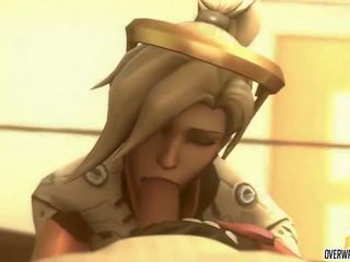 Gorgeous Mercy from Overwatch gets to Suck on Big putz Nicely