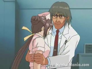 Elegant anime verpleegster krijgen groot kannen geplaagd en nat barst humped door de wellustig therapist